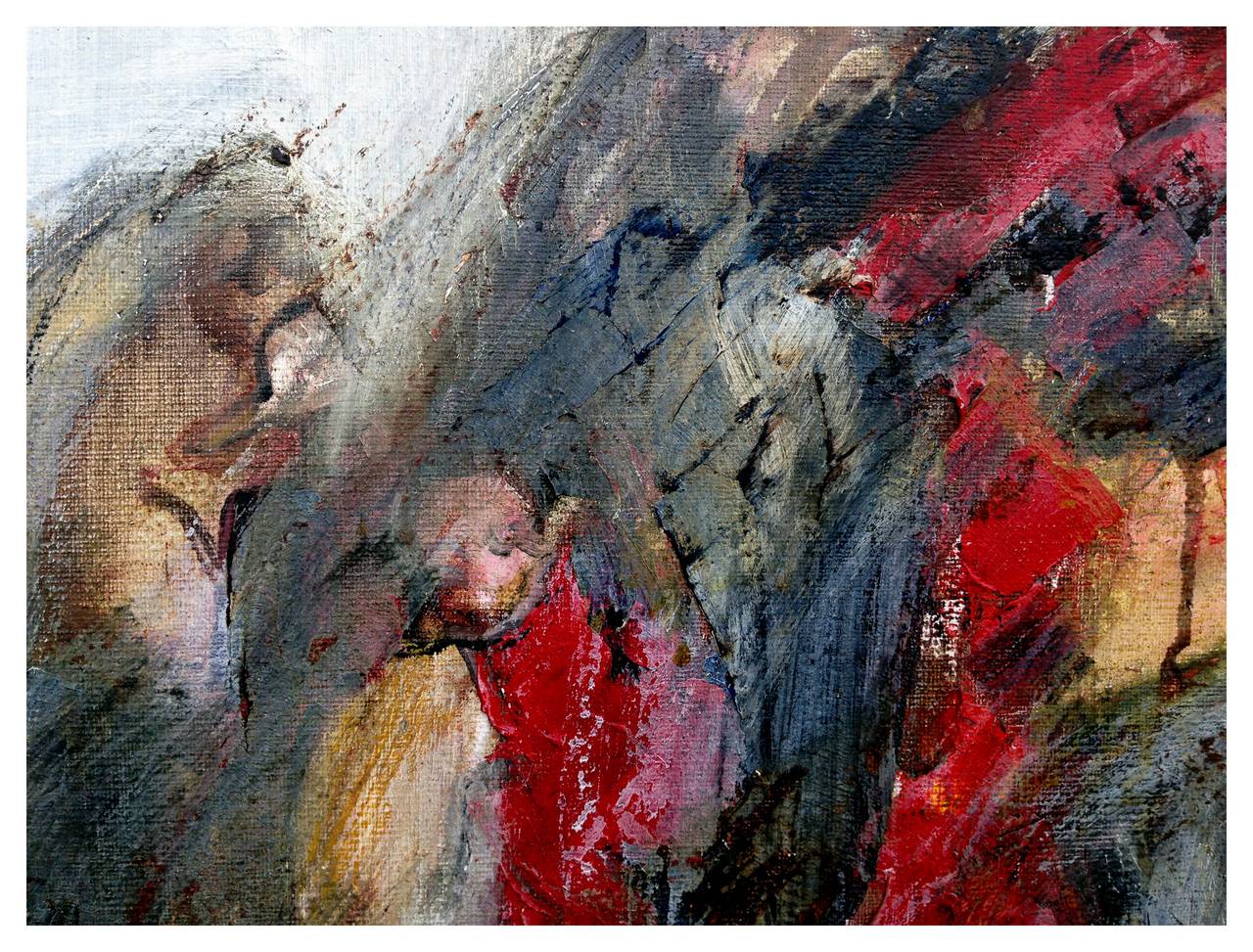 The Traveler --  Abstracted Figurative Dutch Figurative Movement - Painting by Aafje Van der Vegt