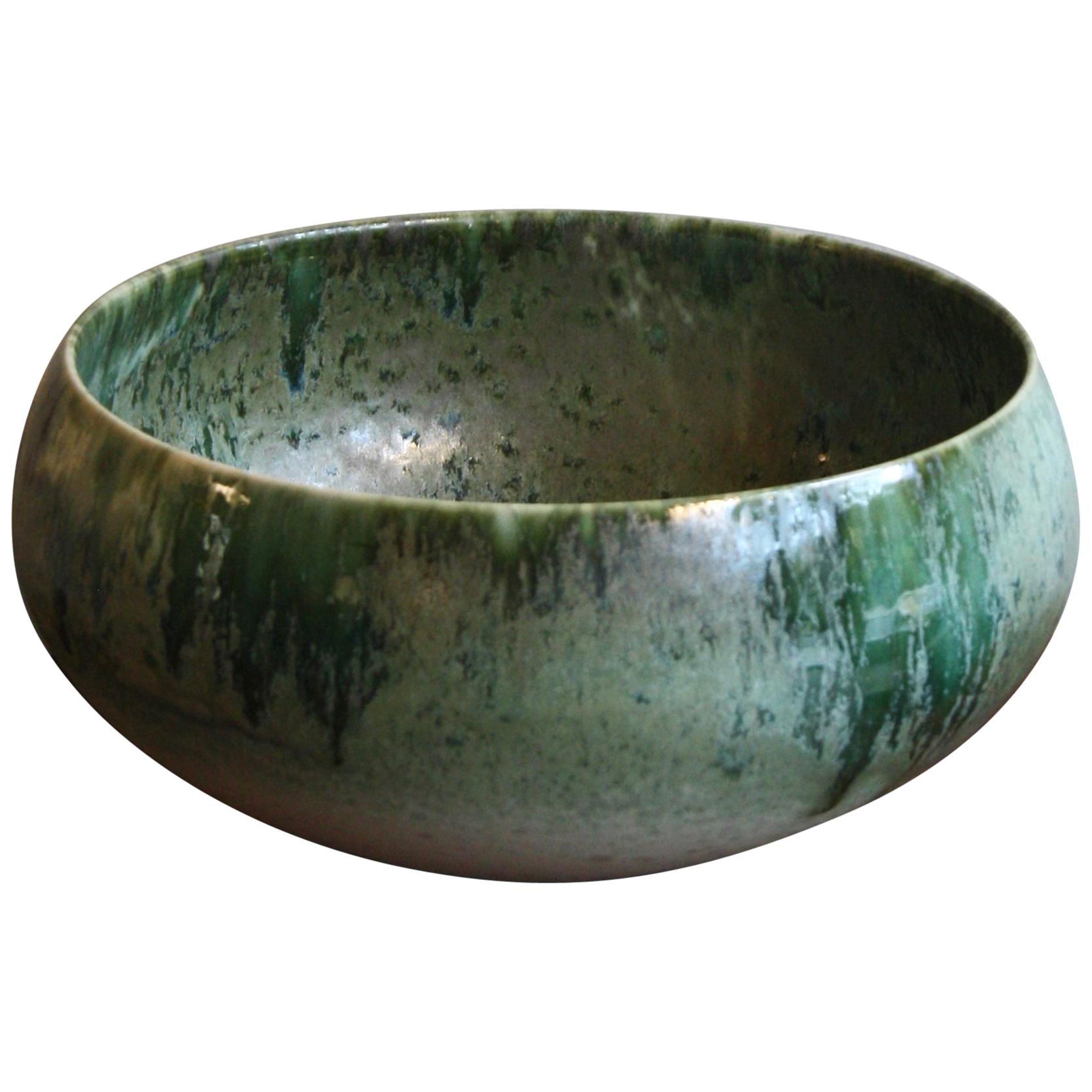 Aage and Kasper Würtz Large Cauldron Shaped Bowl White and Green Glaze