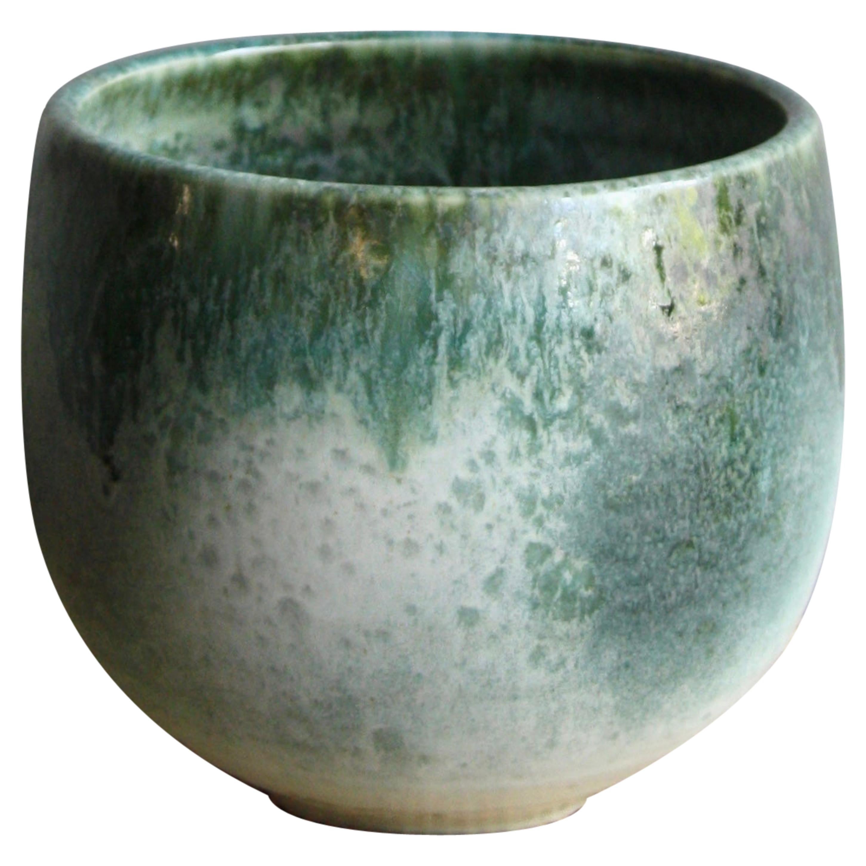 Aage and Kasper Würtz Medium Bell Shaped Planter White and Green Glaze