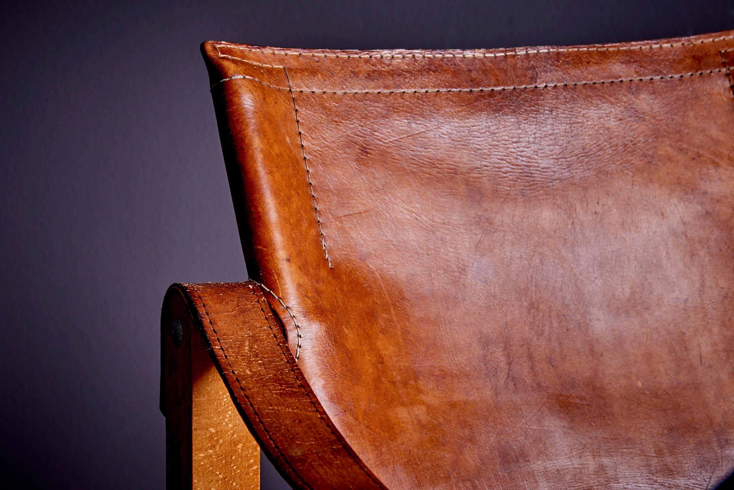 Aage Bruun & Søn Safari Chair aus Vollnarbenleder im Angebot 1