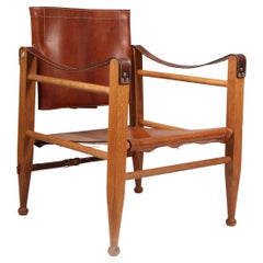 Aage Bruun & Son Safari Chair in Patinated Saddle Leather, 1960s