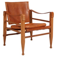 Aage Bruun & Son Safari Chair in Patinated Saddle Leather, 1960s