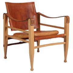 Sedia Safari di Aage Bruun & Son in pelle patinata, anni '60