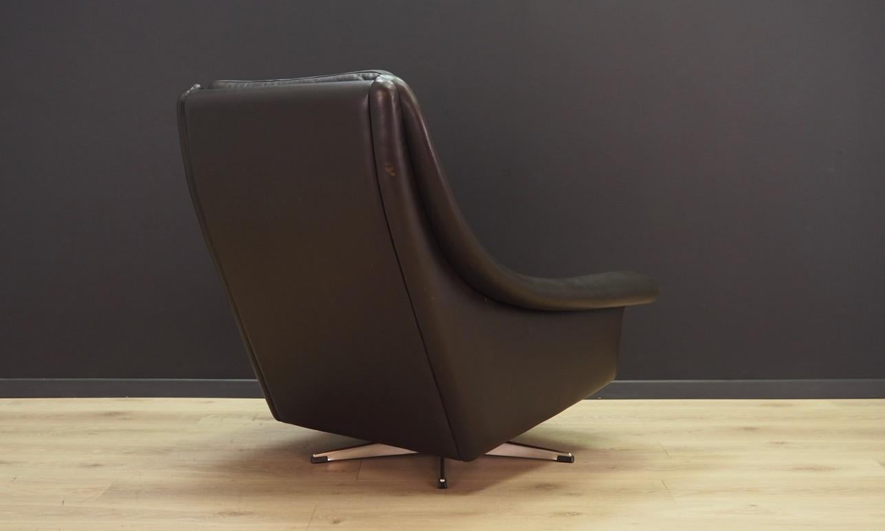 Aage Christensen Armchair Brown Leather 1970s Vintage In Good Condition For Sale In Szczecin, Zachodniopomorskie