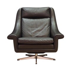 Aage Christensen Armchair Brown Leather 1970s Vintage