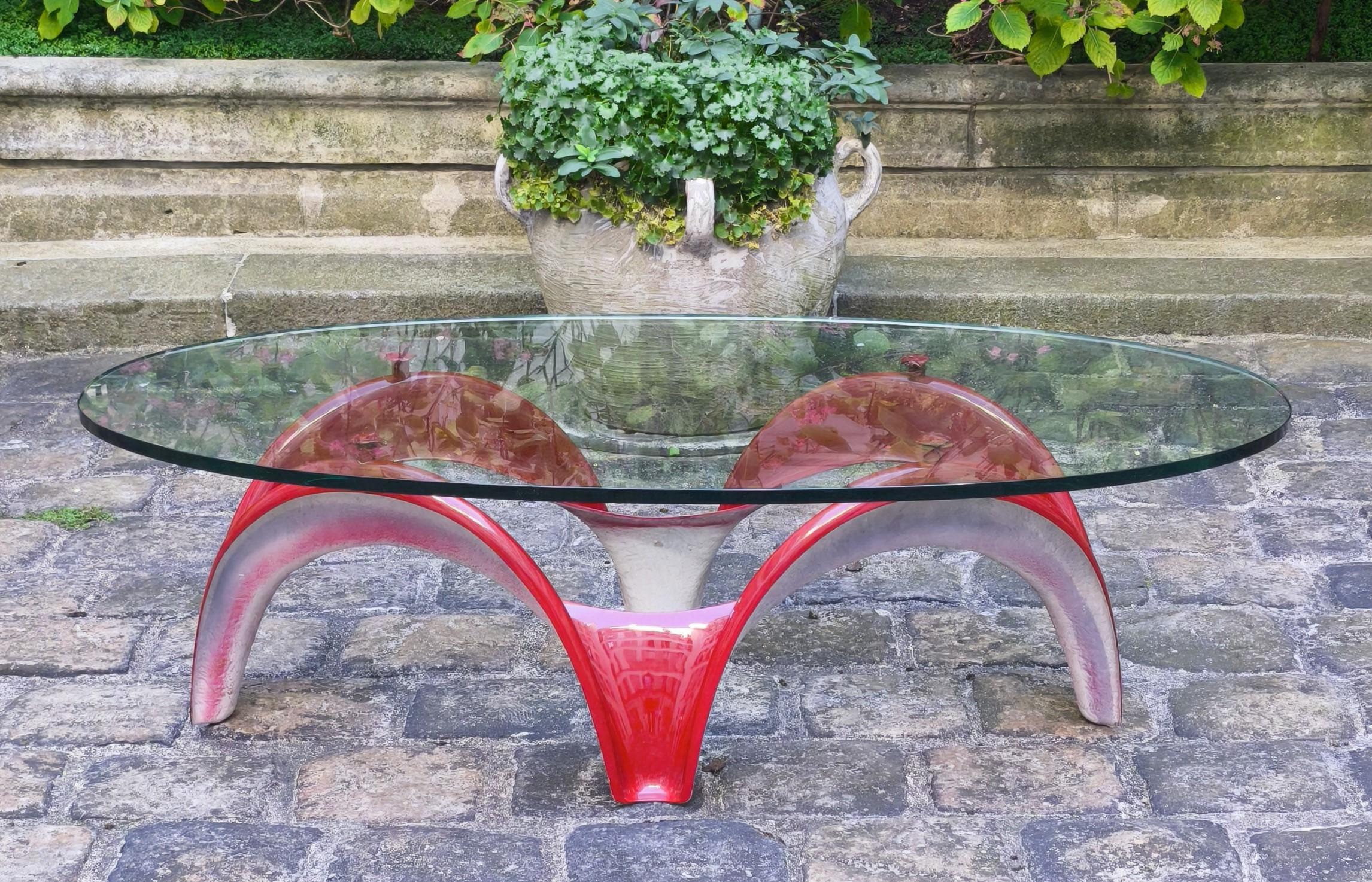 Aage Egeriis fiberglass coffee table base, 1960s, France and Son, Poul Cadovius In Good Condition For Sale In Paris, FR