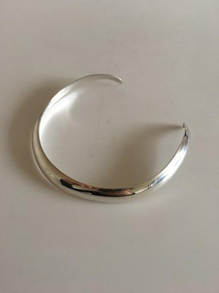 Aage Fausing Sterling Silver Open Neckring. Opening measures 8 cm / 3 5/32 in., 13 cm / 5 1/8 in. dia. Weighs 57 g / 2 oz. In nice condition.