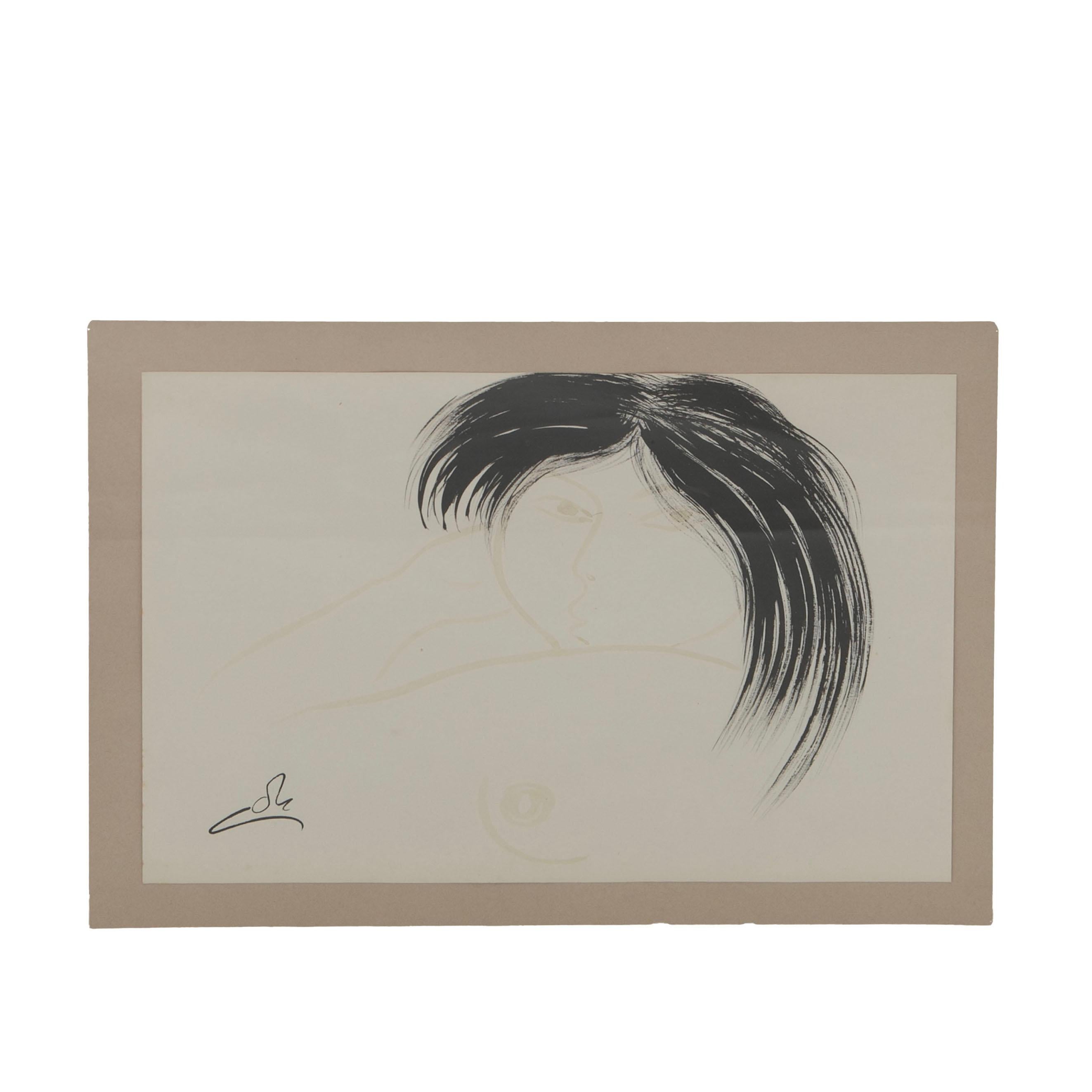 Aage Gitz-Johansen (danois, 1897-1977)
Dessin à l'aquarelle et au marqueur représentant une jeune femme groenlandaise. 

La feuille mesure : 27,5 cm x 36,5 cm.

Signé avec un monogramme