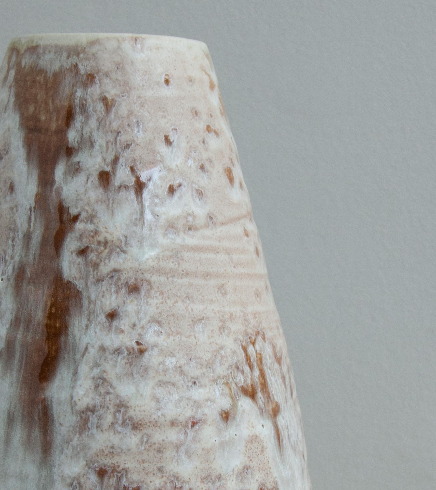 Scandinavian Modern Aage & Kasper Würtz One-Off Conical Vase White & Peach Pink Glaze