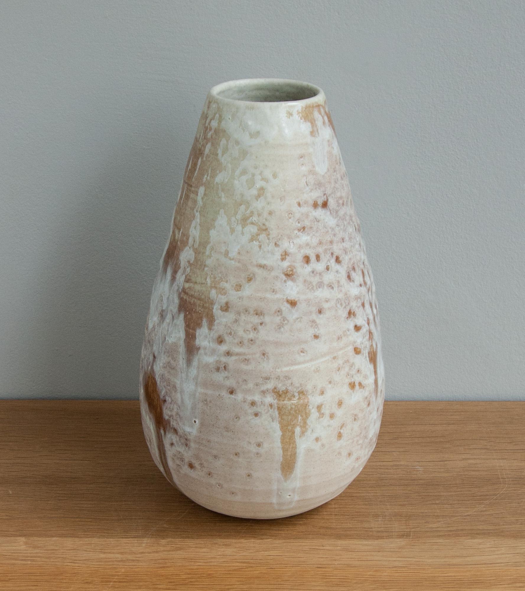 Aage & Kasper Würtz One-Off Conical Vase White & Peach Pink Glaze 1