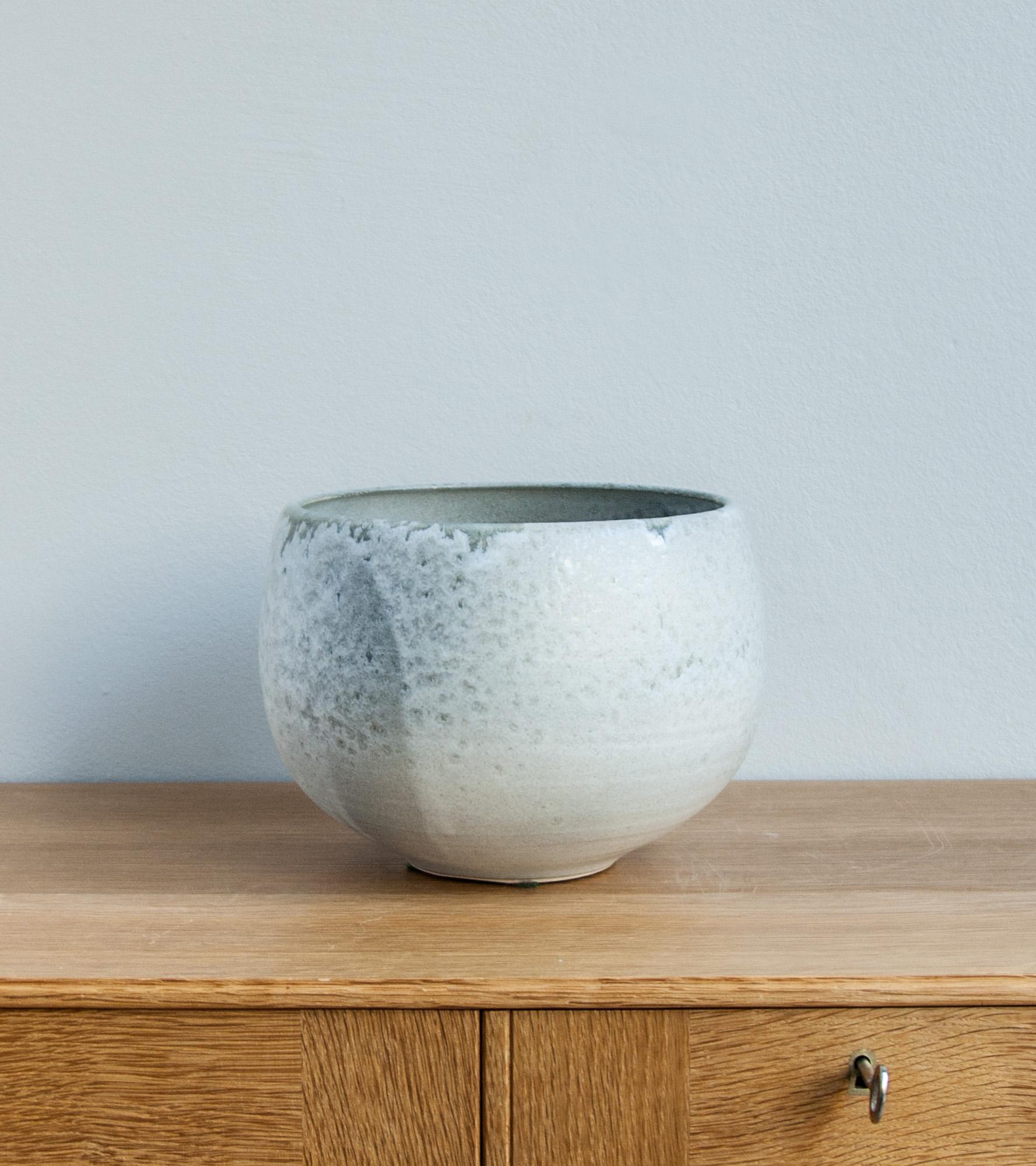 Hand-Crafted Aage & Kasper Würtz One Off Small Vase White & Soft Blue Glaze