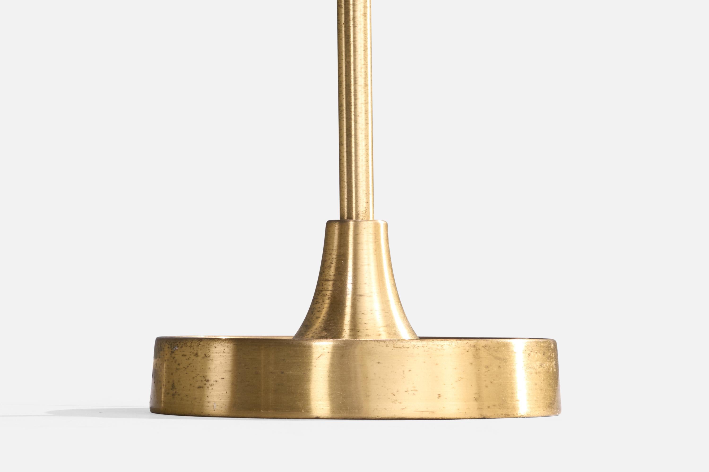 Late 20th Century Aage Petersen, Table Lamp, Brass, Fabric, Denmark, 1970s For Sale