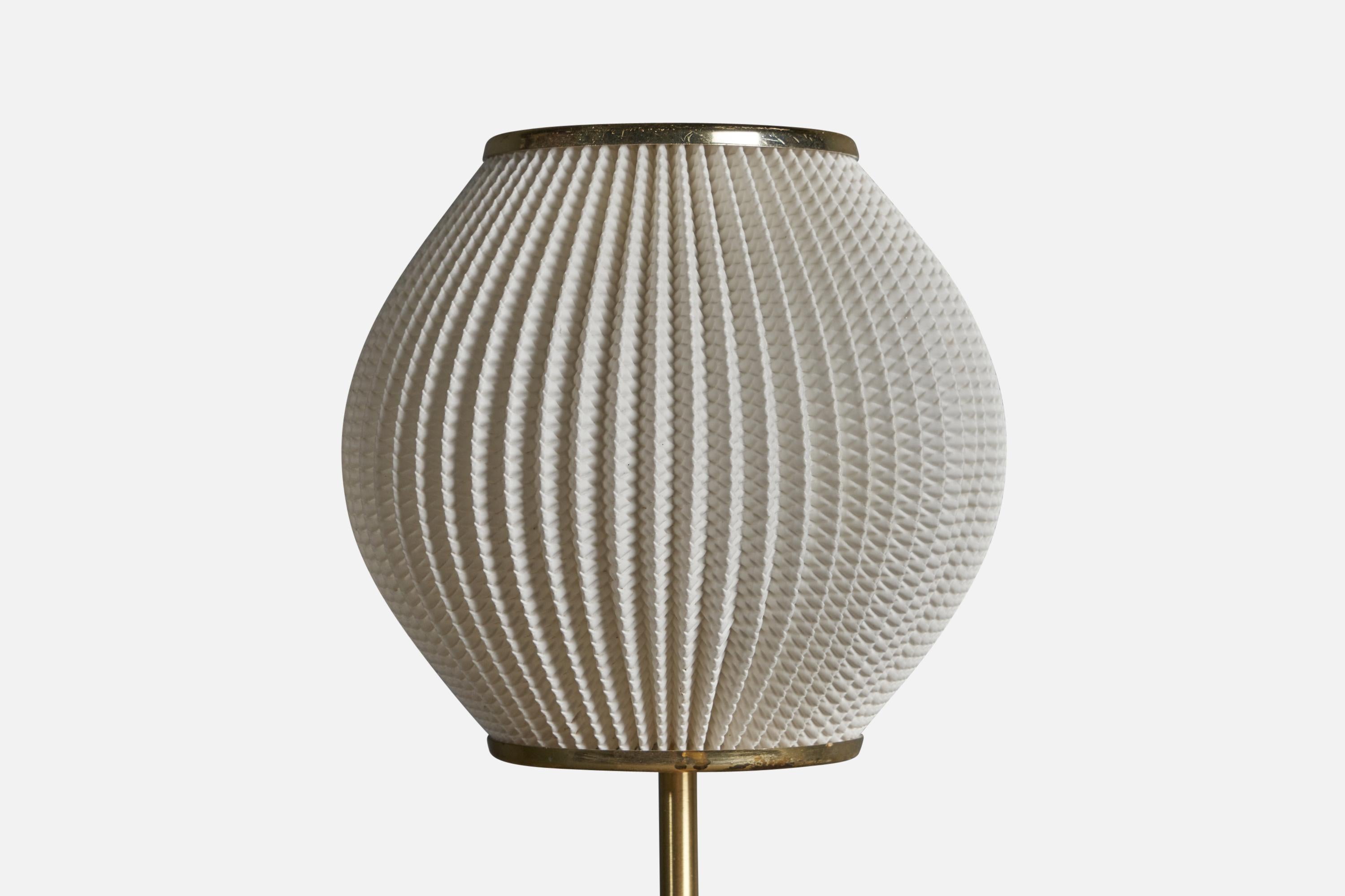 Modern Aage Petersen, Table Lamp, Brass, Fabric, for Le Klint, Denmark, 1970s For Sale