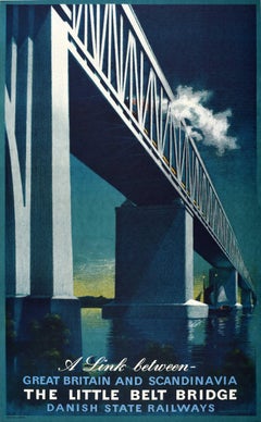 Original-Vintage-Reiseplakat „Little Belt Bridge“, Großbritannien, Skandinavien