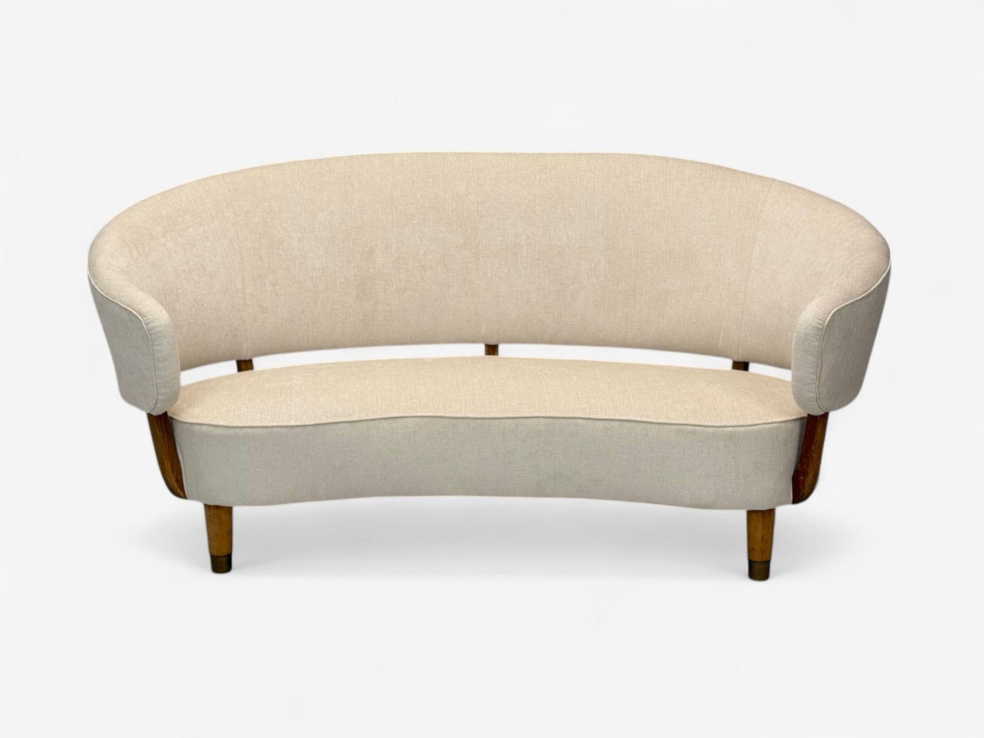 Mid-Century Modern Aage Sattrup, Beeche, tissu, rare canapé flottant, Danemark, années 1950 en vente