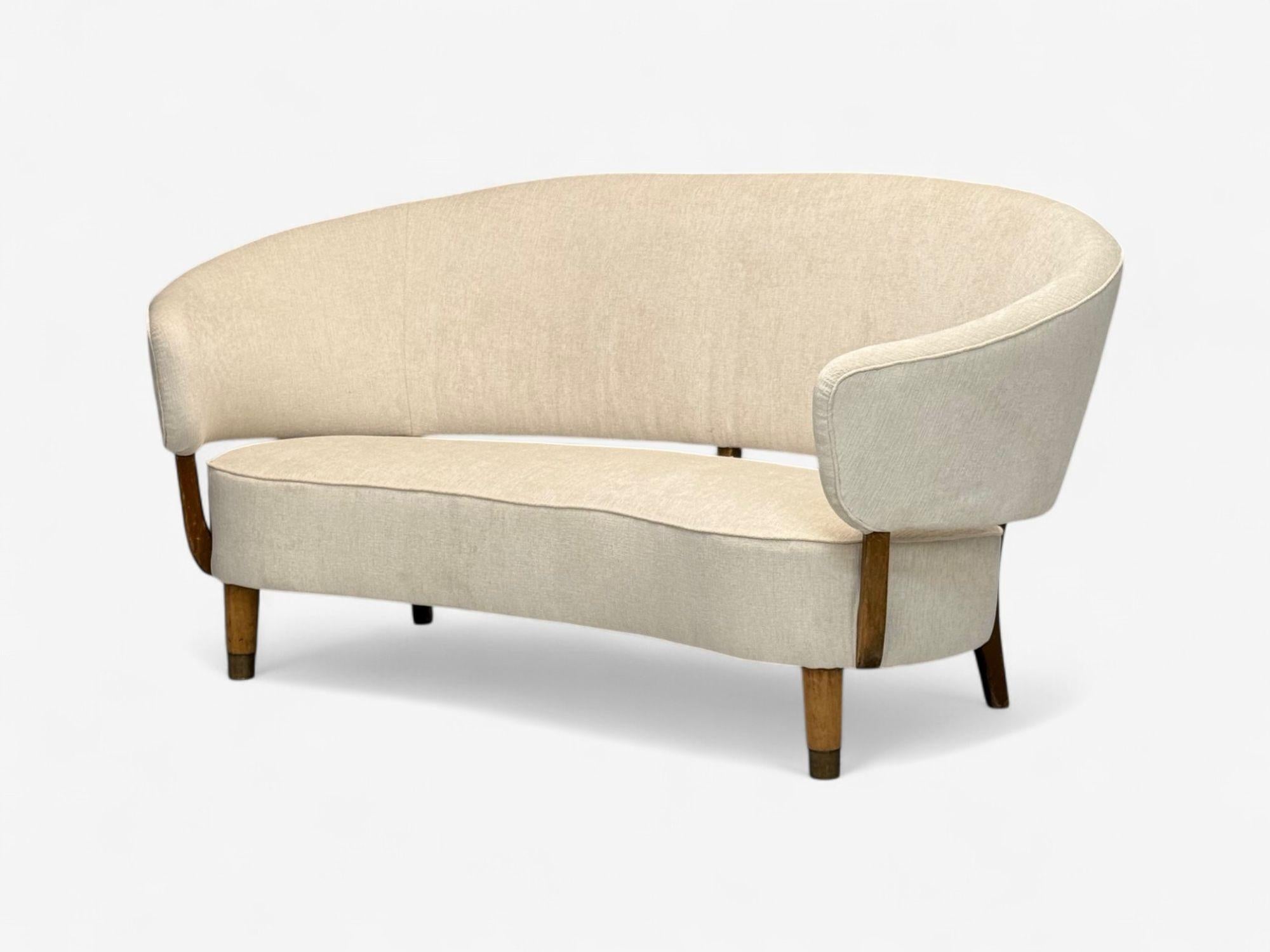 Danois Aage Sattrup, Beeche, tissu, rare canapé flottant, Danemark, années 1950 en vente