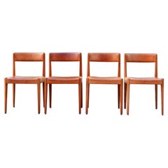 Aage Schmidt Christensen Fitz Hansen ensemble de 4 chaises de salle à manger danoises en teck cognac