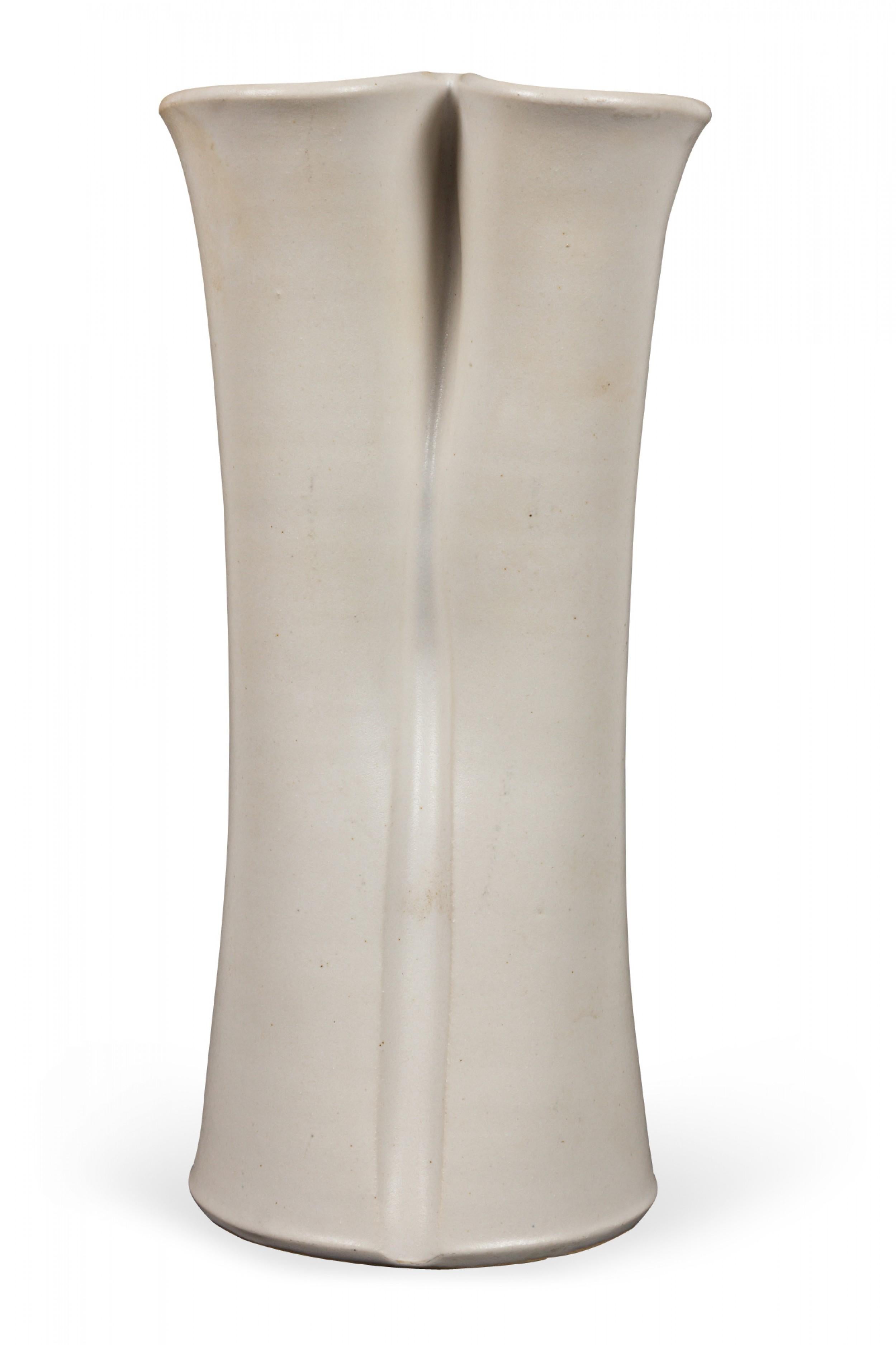 Danish mid-century white porcelain vase with an organic lobed and flared form. (label on side and signature on bottom, AAGE WÜRTZ 303).