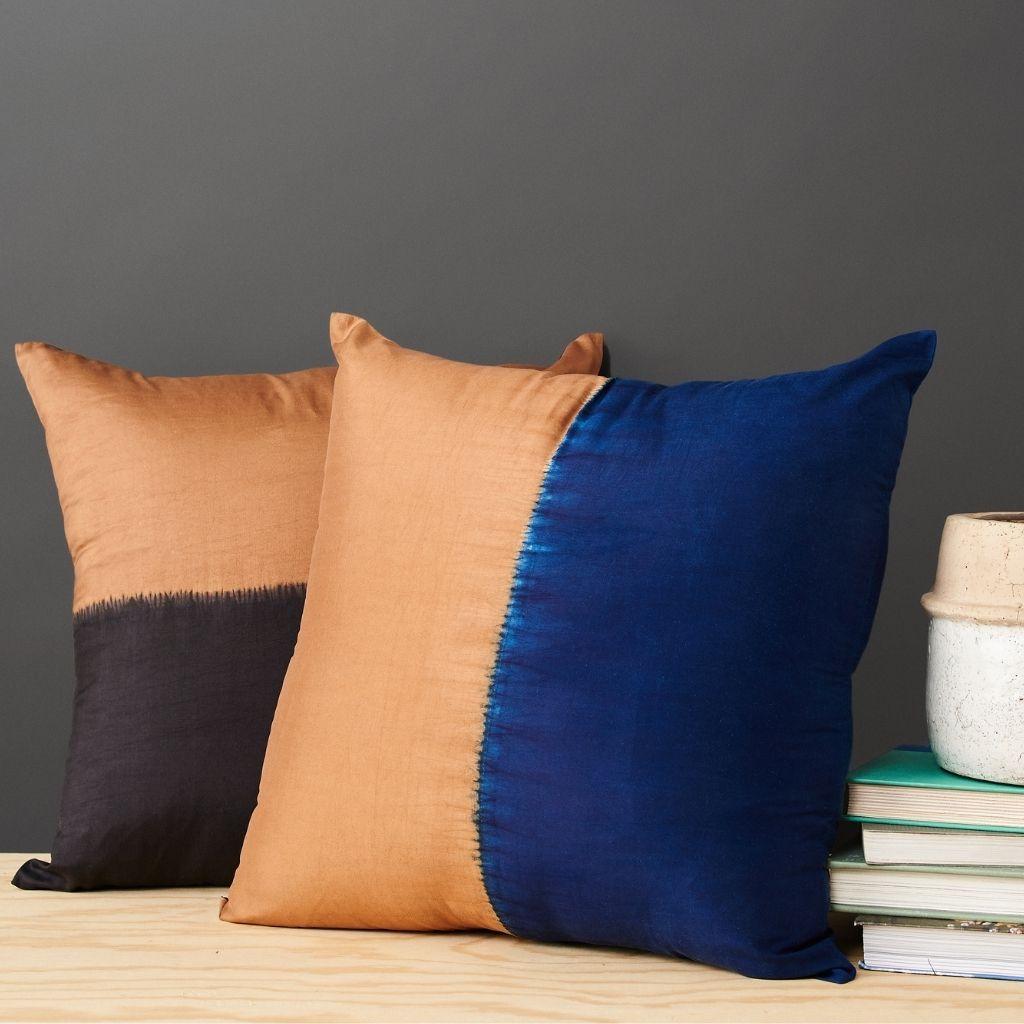 Custom design by Studio Variously, AAKAR  pillow is handmade by master artisans in India. A sustainable design brand based out of Michigan, Studio Variously exclusively collaborates with artisan communities to restore and revive ancient techniques