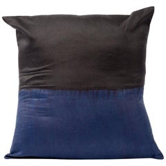 Aakar Mor Black & Indigo Color Block Mulberry Silk Pillow