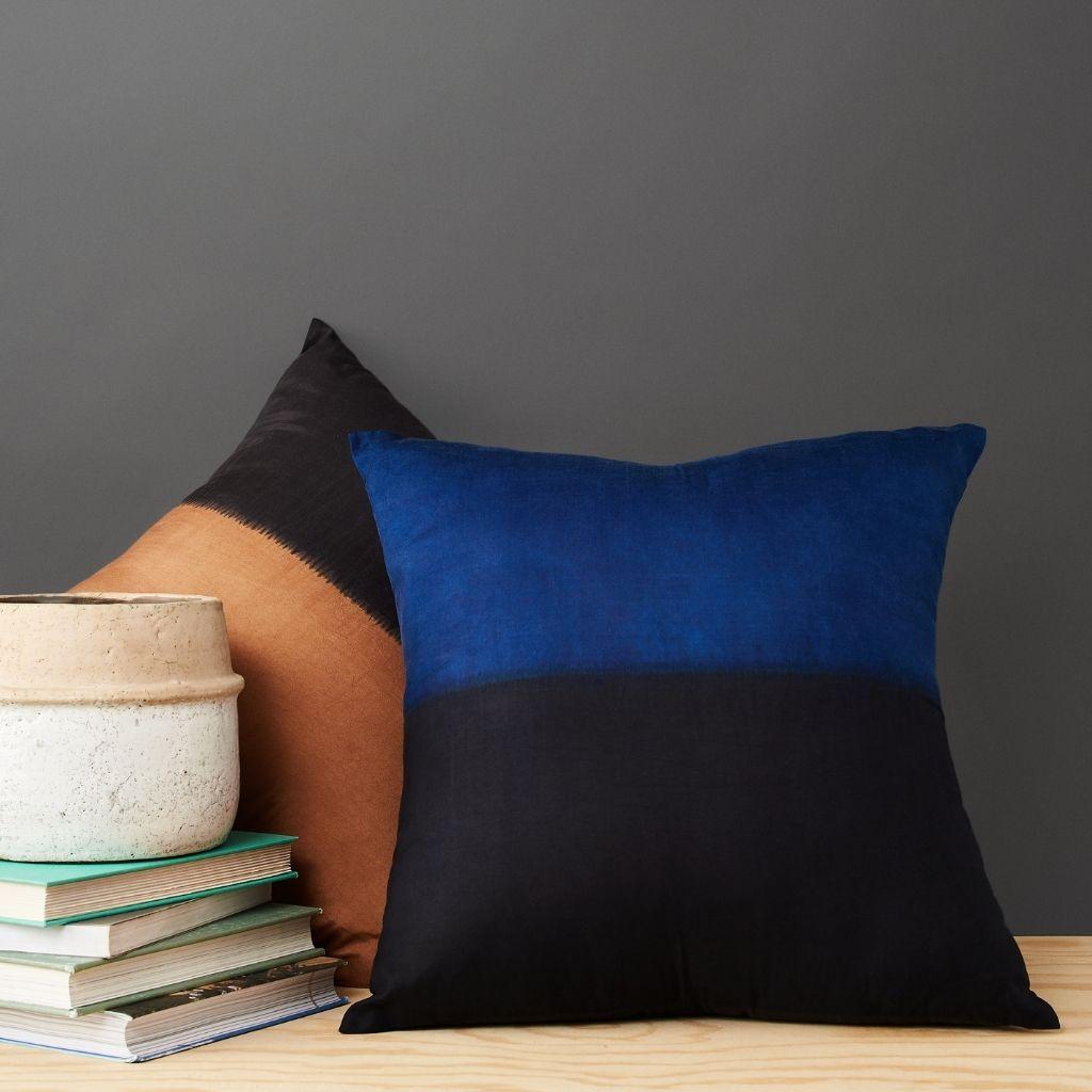Custom design by Studio Variously, AAKAR MOR pillow is handmade by master artisans in India. A sustainable design brand based out of Michigan, Studio Variously exclusively collaborates with artisan communities to restore and revive ancient