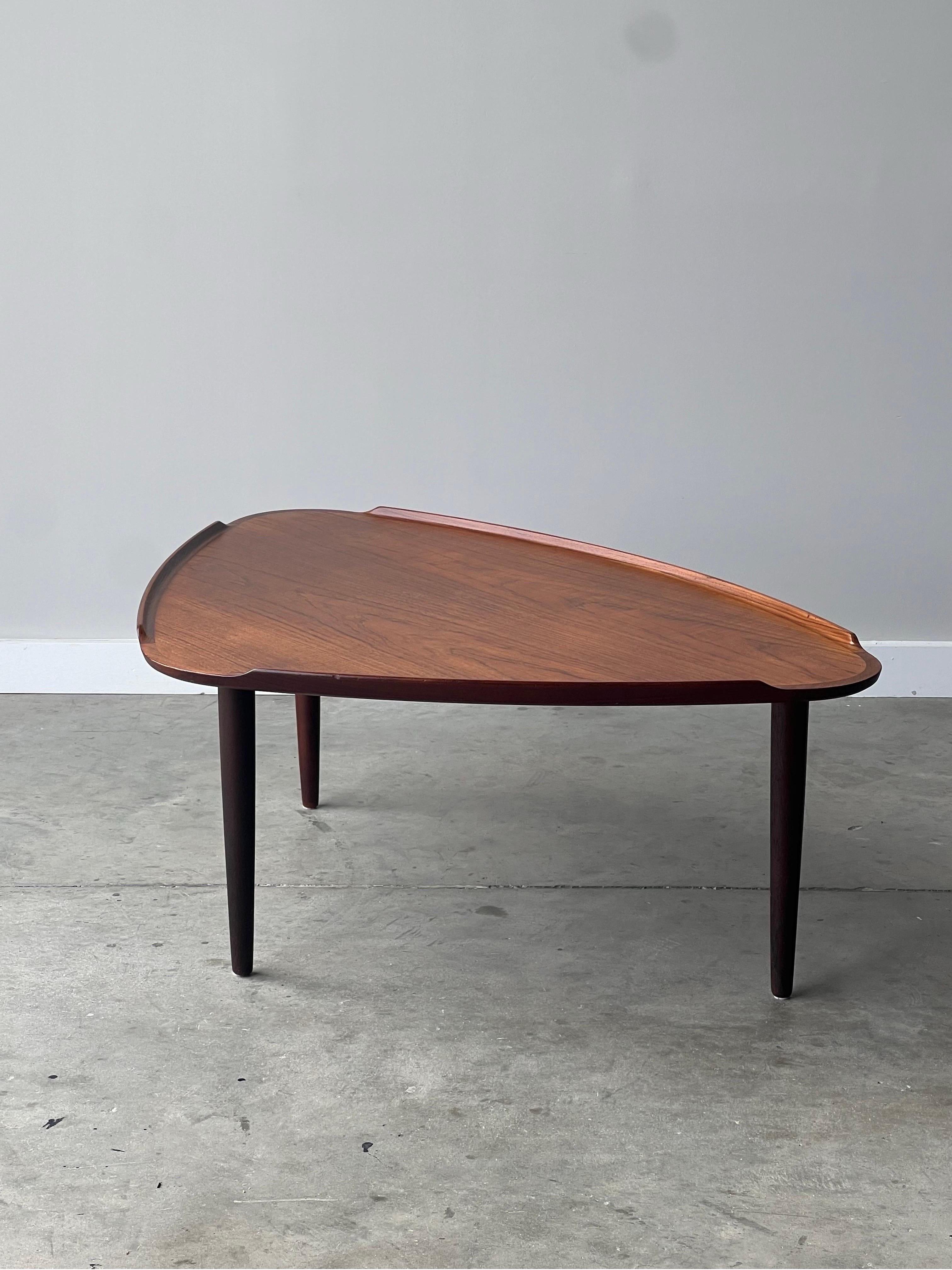 Mid-Century Modern Aakjaer Jorgensen Danish Teak Triangular Coffee Table For Sale