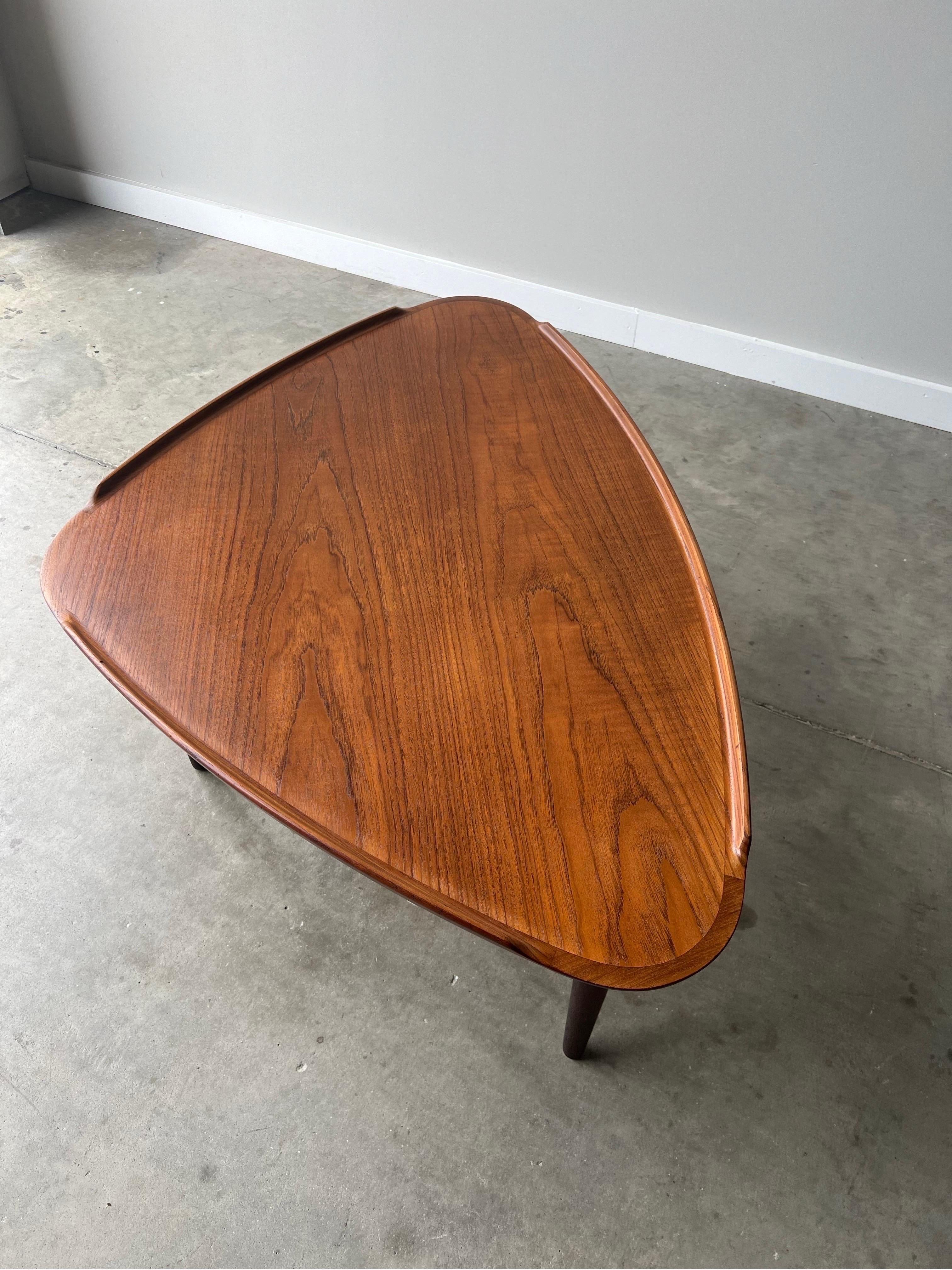 Mid-20th Century Aakjaer Jorgensen Danish Teak Triangular Coffee Table For Sale