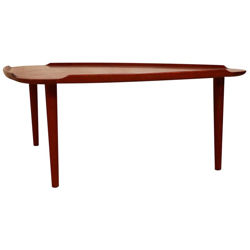 Danish mid century modern triangular teak coffee table. at 1stDibs