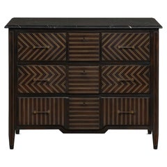Aalborg small chest with  hand-placed marquetry that creates a geometric motif