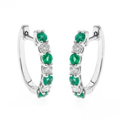 Aaliyah 14K White Gold Round-cut Emerald Earrings