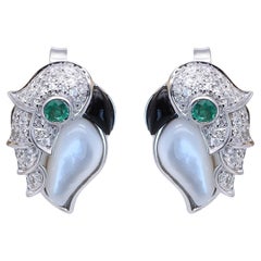 Aaliyah 14K White Gold Round-Cut Emerald Earrings