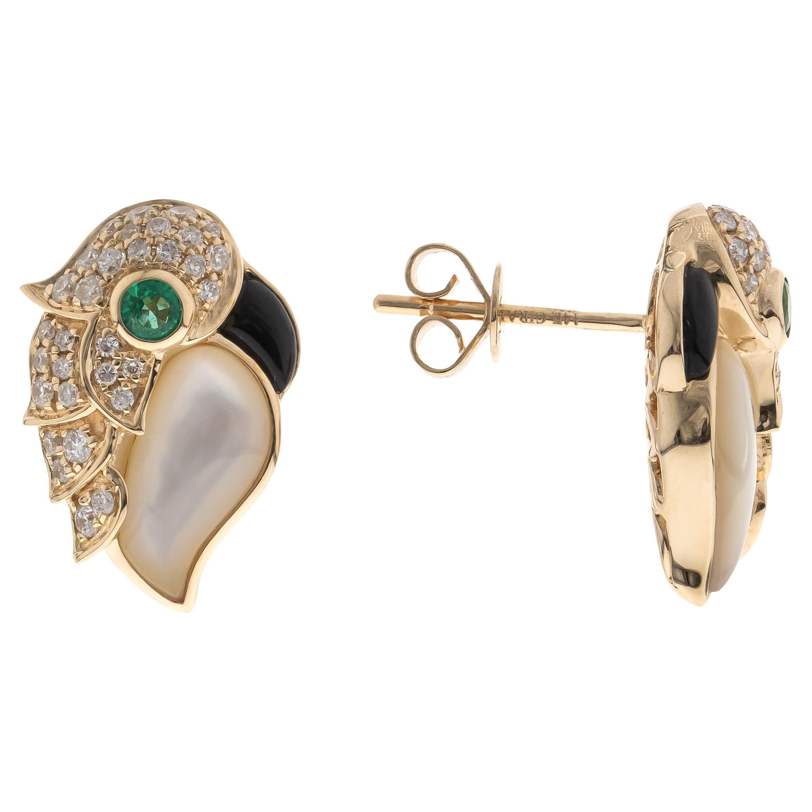 Elegant 14K Golden Parrot Earrings