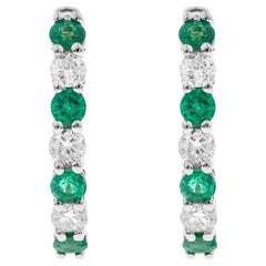 Aaliyah 14K White Gold Round-cut Emerald Earrings