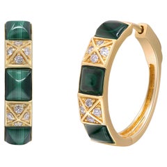 Orecchini Aaliyah in oro giallo 14 carati con malachite taglio fantasia