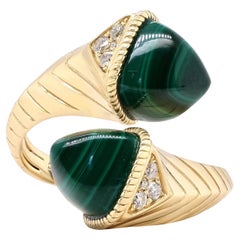 Vintage Aaliyah 14K Yellow Gold Fancy-Cut Malachite Ring