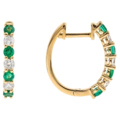 Aaliyah 14K Yellow Gold Round-cut Emerald Earrings