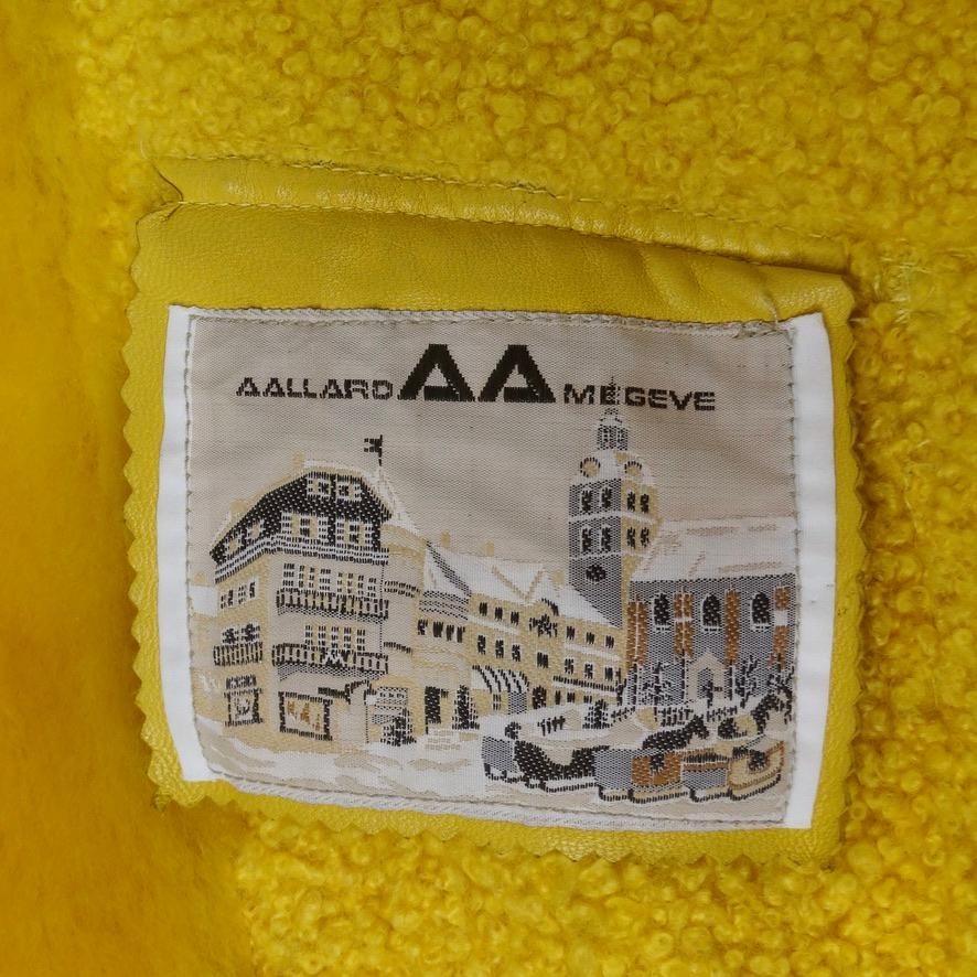 Aallard Megeve Yellow Leather Fur Jacket For Sale 6