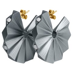 Aaltas' 18k Yellow Gold and Anodised Aluminium Earrings with White Diamonds