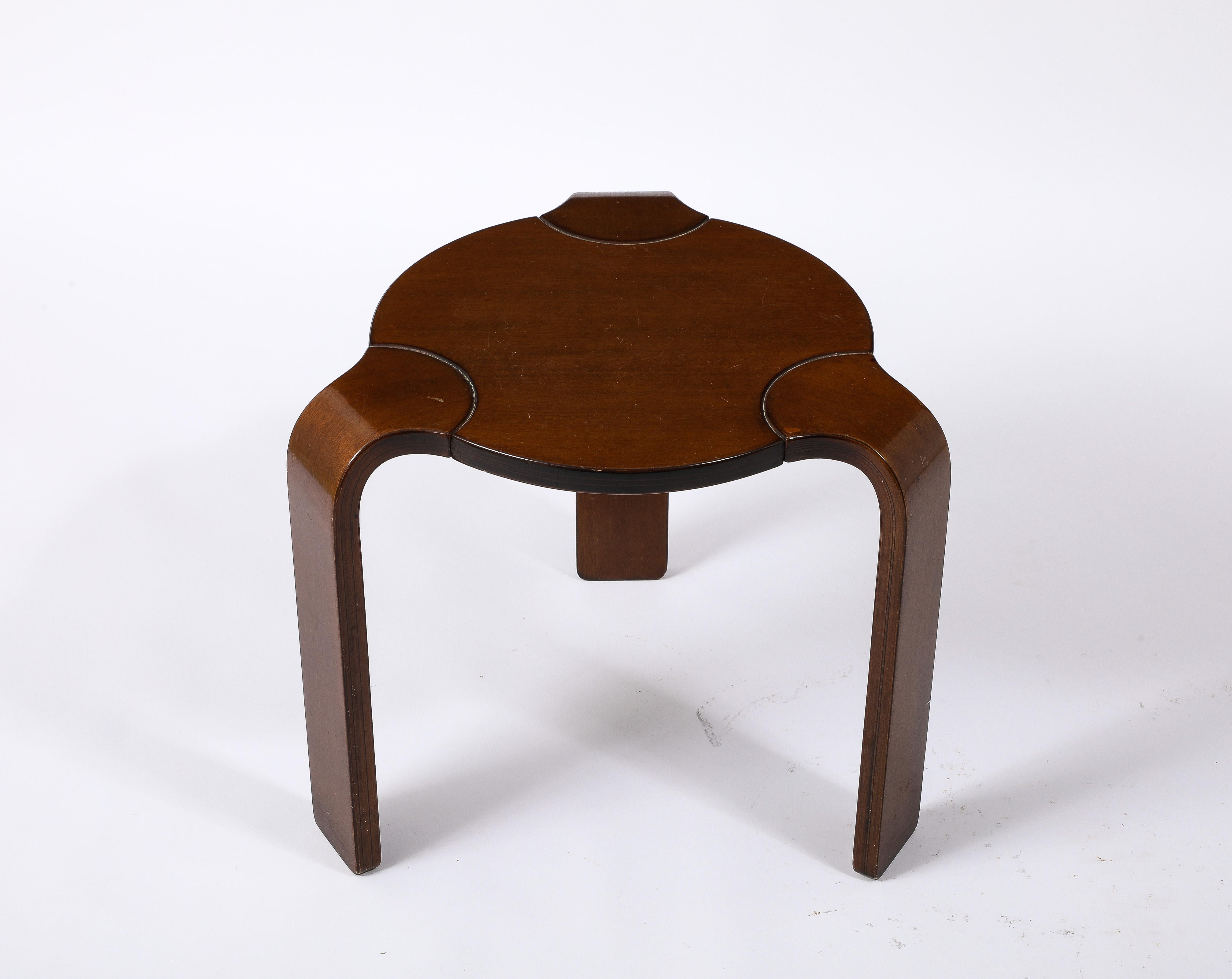 Aalto Style Wooden Stool or Small Side Table, Italy 1960's 3