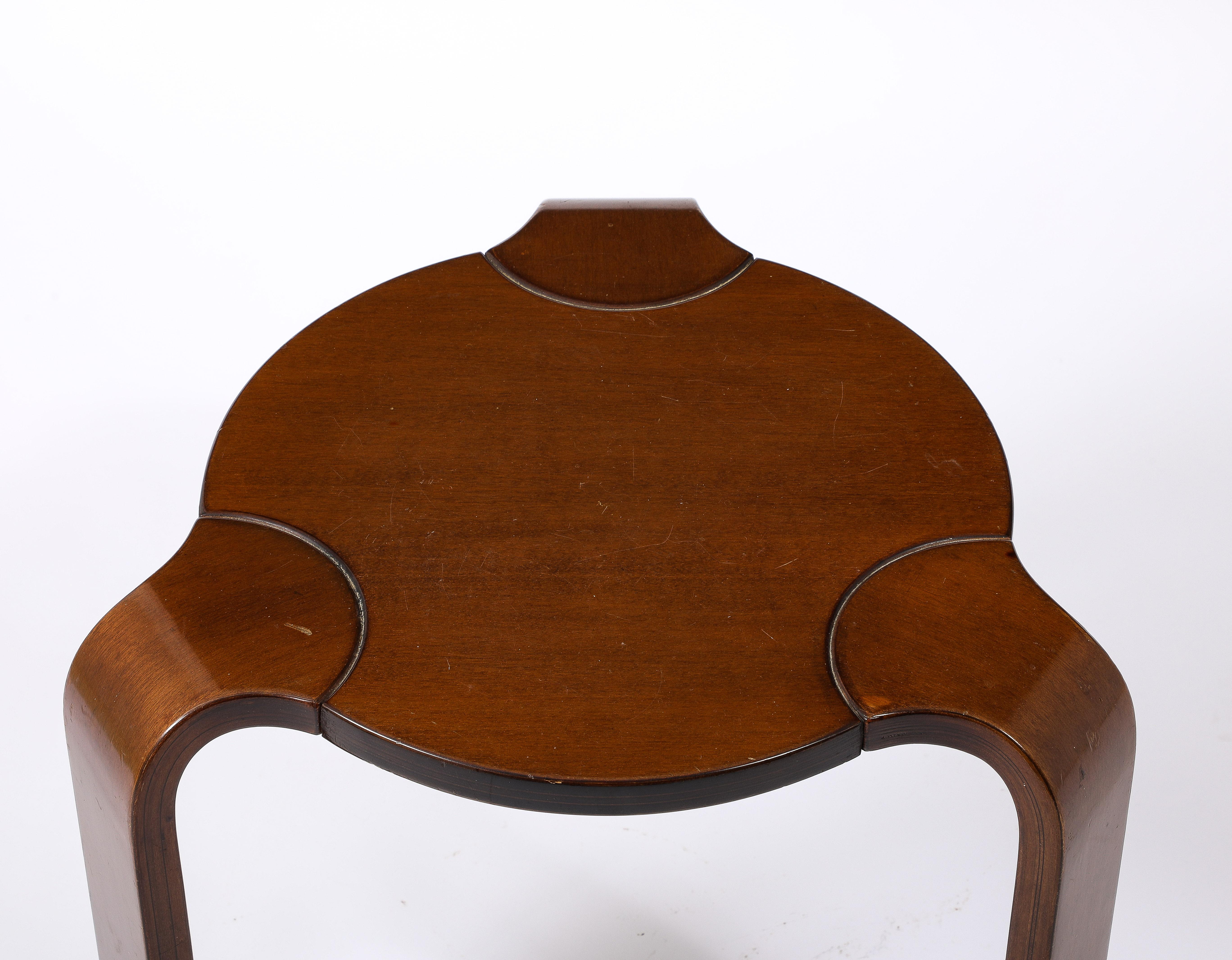Aalto Style Wooden Stool or Small Side Table, Italy 1960's 4