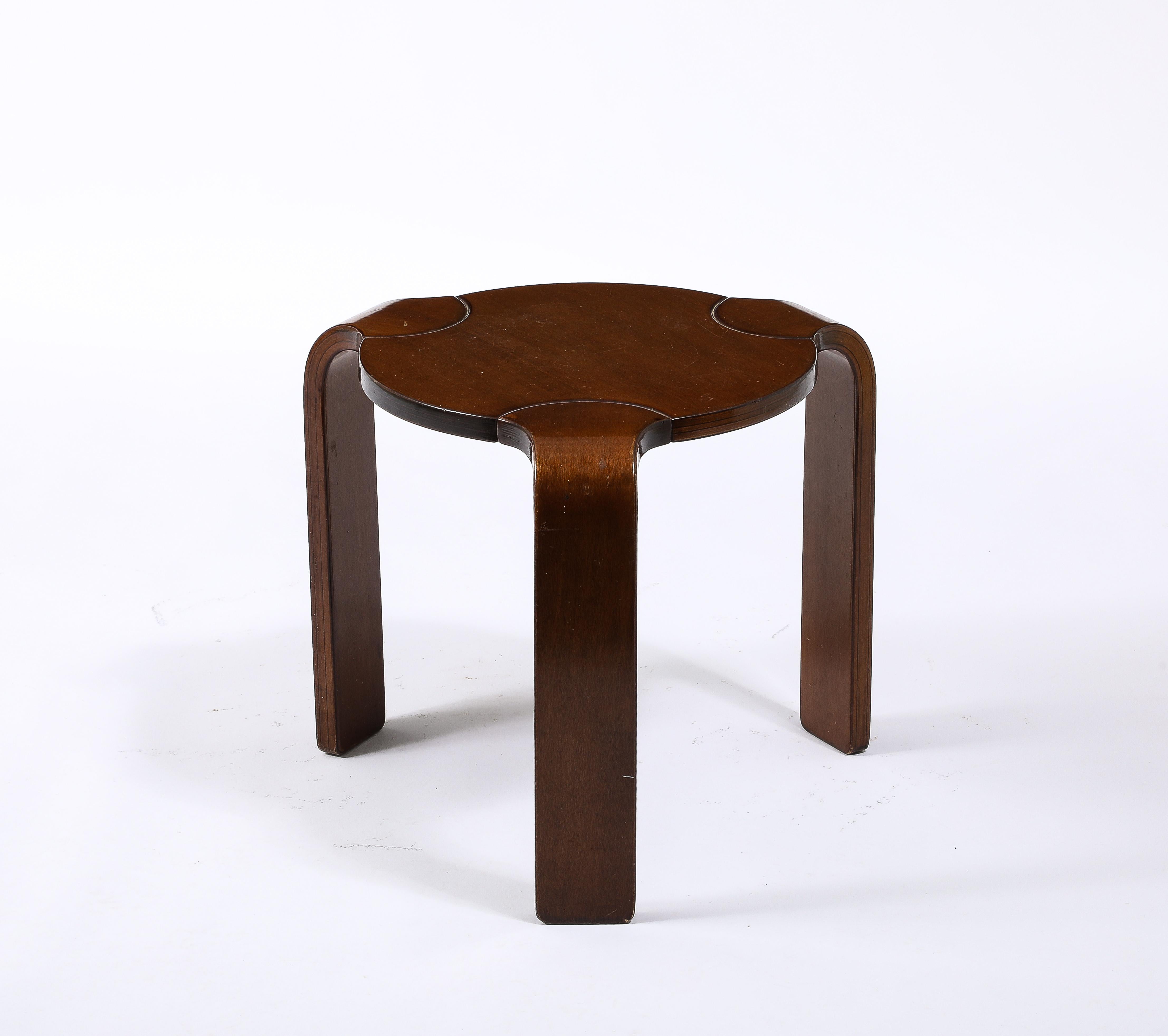 Italian Aalto Style Wooden Stool or Small Side Table, Italy 1960's