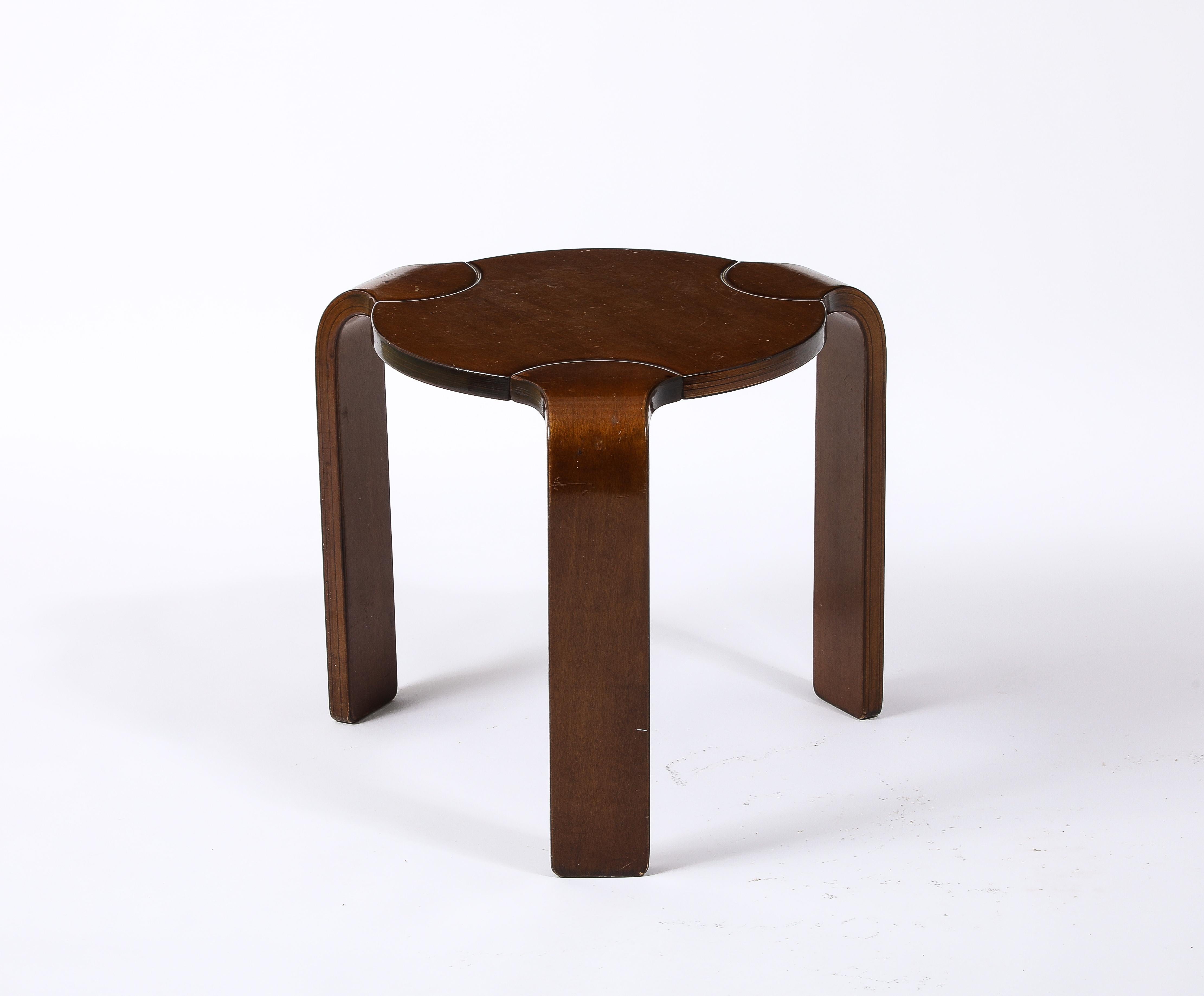 20th Century Aalto Style Wooden Stool or Small Side Table, Italy 1960's