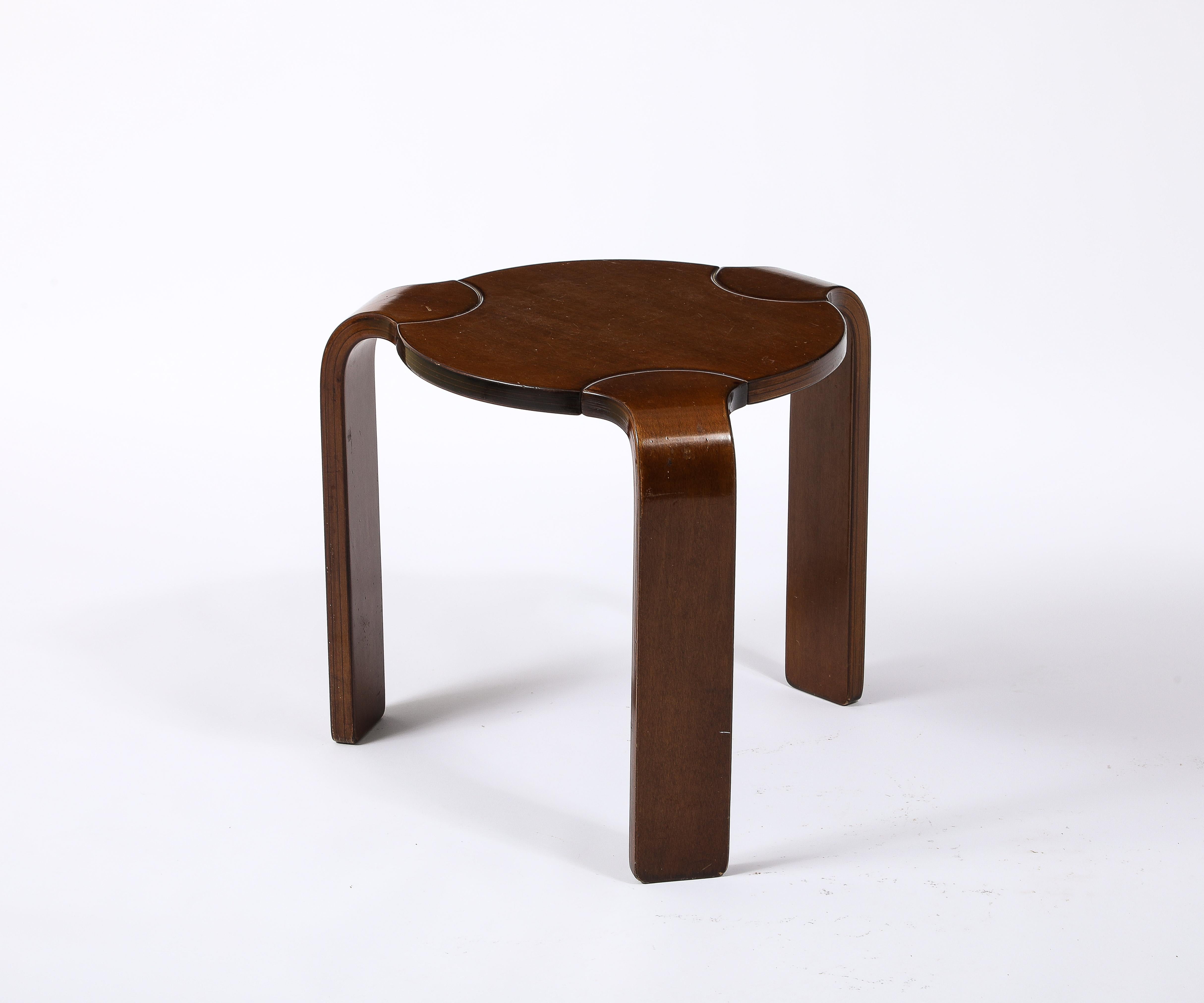 Aalto Style Wooden Stool or Small Side Table, Italy 1960's 1