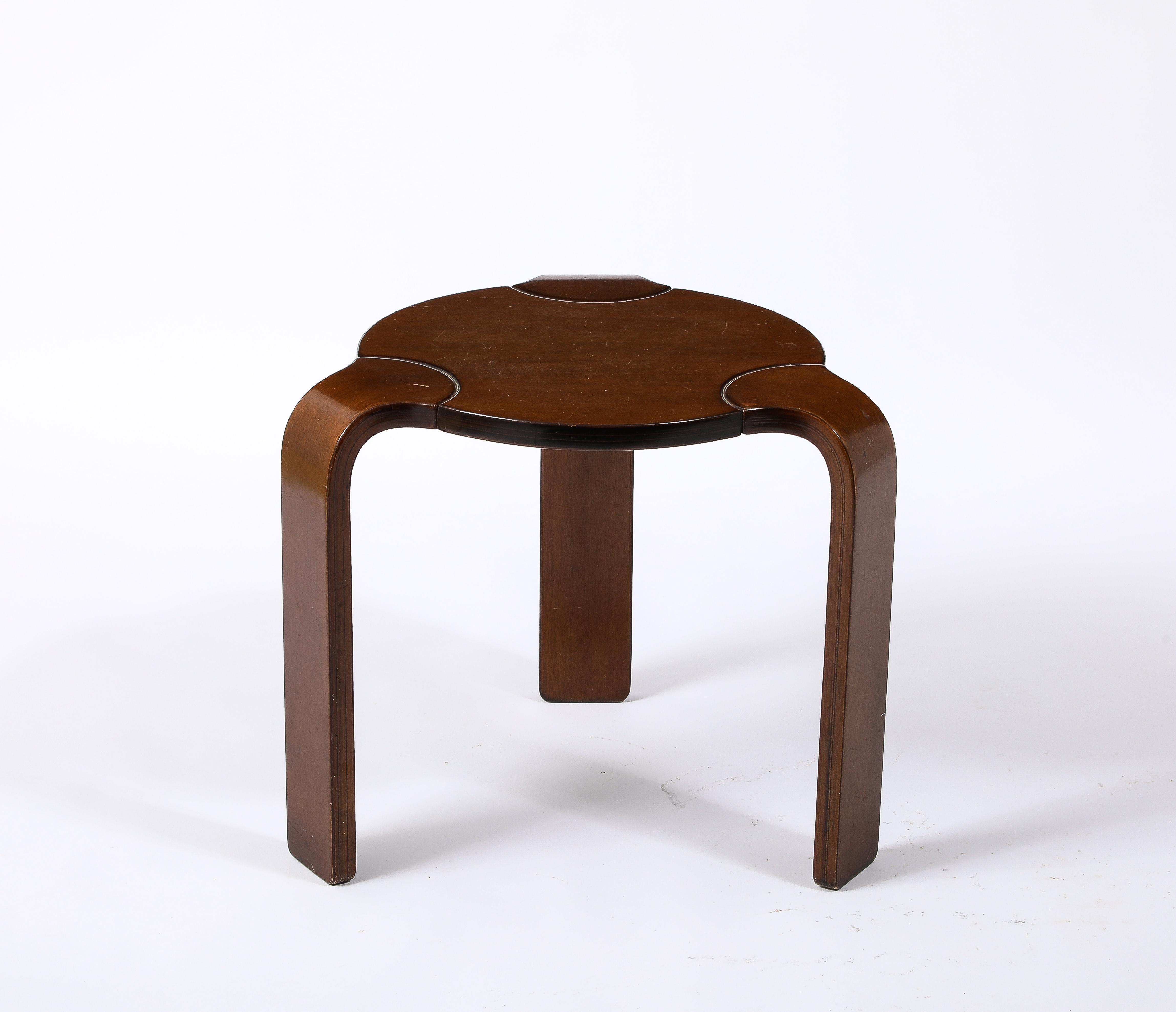 Aalto Style Wooden Stool or Small Side Table, Italy 1960's 2