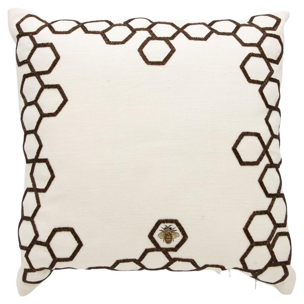 Aandaz Bee Honeycomb Linen Pillow