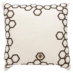 Aandaz Bee Honeycomb Linen Pillow