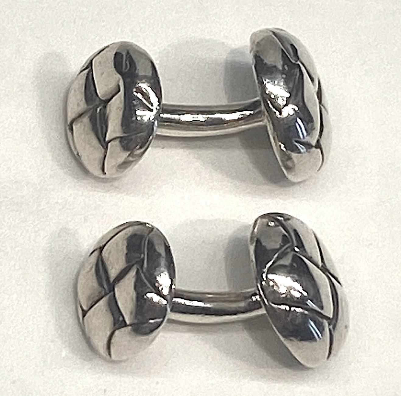 Angela Cummings Sterling Silver Woven Button Cufflinks from 1985 In Good Condition In New York, NY