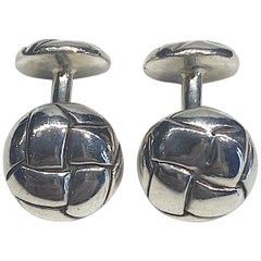 Vintage Angela Cummings Sterling Silver Woven Button Cufflinks from 1985