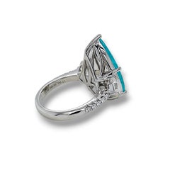 AAP Certified 12.59 Carat Pear Neon Blue Paraiba Fancy Diamond White Gold Ring