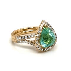 AAP Certified 5.66 Carat Paraiba Tourmaline Round Diamond Yellow Gold Ring